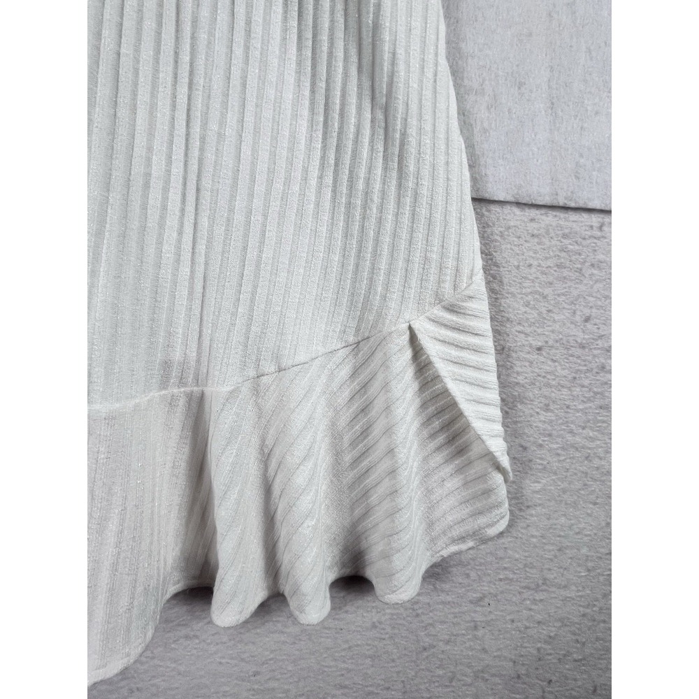 Showpo White Ribbed Knit Wrap Dress Short Sleeve Size 10 (AU 14) Great Condition - Picture 8 of 9